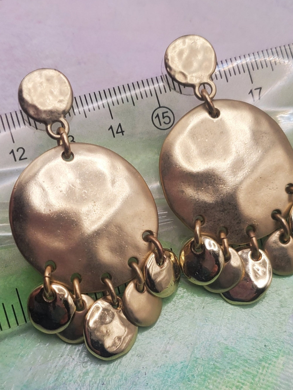 Retro 90s Earrings Matte Gold Dangle Pierced Elegant